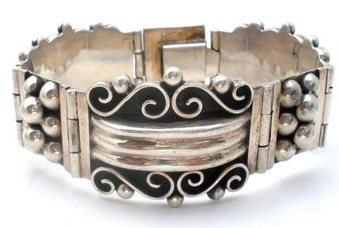 Taxco Panel Bracelet Sterling Silver Vintage