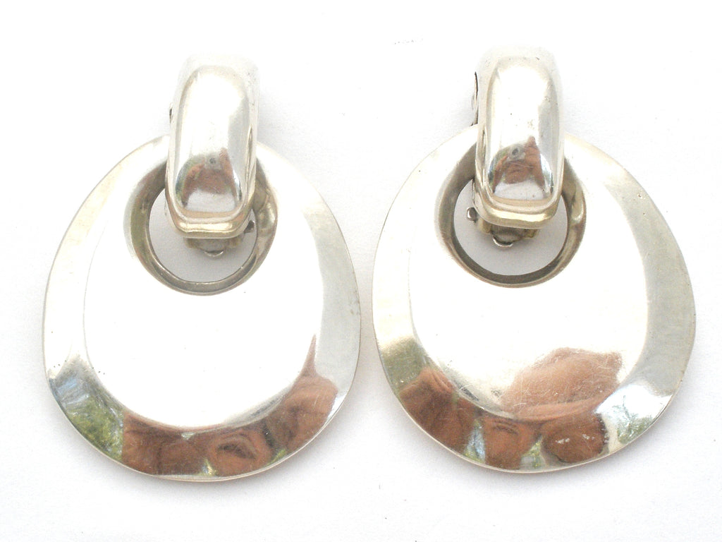 Taxco Sterling Silver Door Knocker Earrings Vintage - The Jewelry Lady's Store