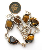 Tiger's Eye Sterling Silver Bracelet Vintage - The Jewelry Lady's Store