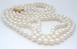 Triple Strand Pearl Necklace 14K Gold Clasp 17"