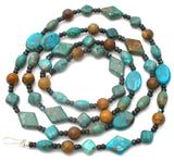 Turquoise Bead Necklace 40" Long DTR - The Jewelry Lady's Store