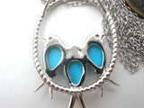 Turquoise Bird Pendant Necklace Sterling Silver 18" - The Jewelry Lady's Store