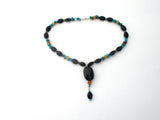 Turquoise Black Onyx & Carnelian Necklace 16" - The Jewelry Lady's Store