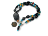 Turquoise Black Onyx & Carnelian Necklace 16" - The Jewelry Lady's Store