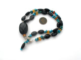 Turquoise Black Onyx & Carnelian Necklace 16" - The Jewelry Lady's Store