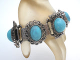 Turquoise Blue Bracelet 7.25" Vintage - The Jewelry Lady's Store