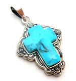 Turquoise Cross Pendant Sterling Silver