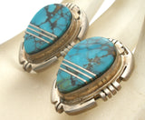 Turquoise Earrings With Sterling Silver Inlay Vintage - The Jewelry Lady's Store