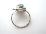 Turquoise & Coral Ring Sterling Silver Size 4 - The Jewelry Lady's Store