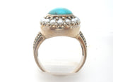 Turquoise & Pearl Ring Sterling Silver Size 10