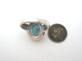 Turquoise & Pearl Ring Sterling Silver Size 10