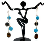 Turquoise & Tiger's Eye Earrings Sterling Silver - The Jewelry Lady's Store