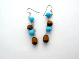 Turquoise & Tiger's Eye Earrings Sterling Silver - The Jewelry Lady's Store