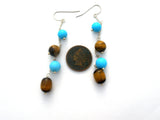 Turquoise & Tiger's Eye Earrings Sterling Silver - The Jewelry Lady's Store