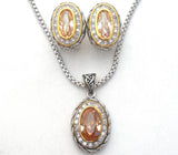 Two Tone Yellow CZ Necklace & Earrings Set