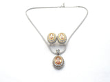 Two Tone Yellow CZ Necklace & Earrings Set