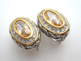 Two Tone Yellow CZ Necklace & Earrings Set