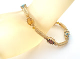 Vermeil Multi Gemstone Bracelet DL 7.25" - The Jewelry Lady's Store