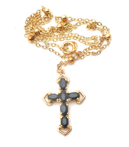 Vermeil Black Onyx Cross Lavalier Necklace Ross Simons