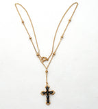 Vermeil Black Onyx Cross Lavalier Necklace Ross Simons - The Jewelry Lady's Store