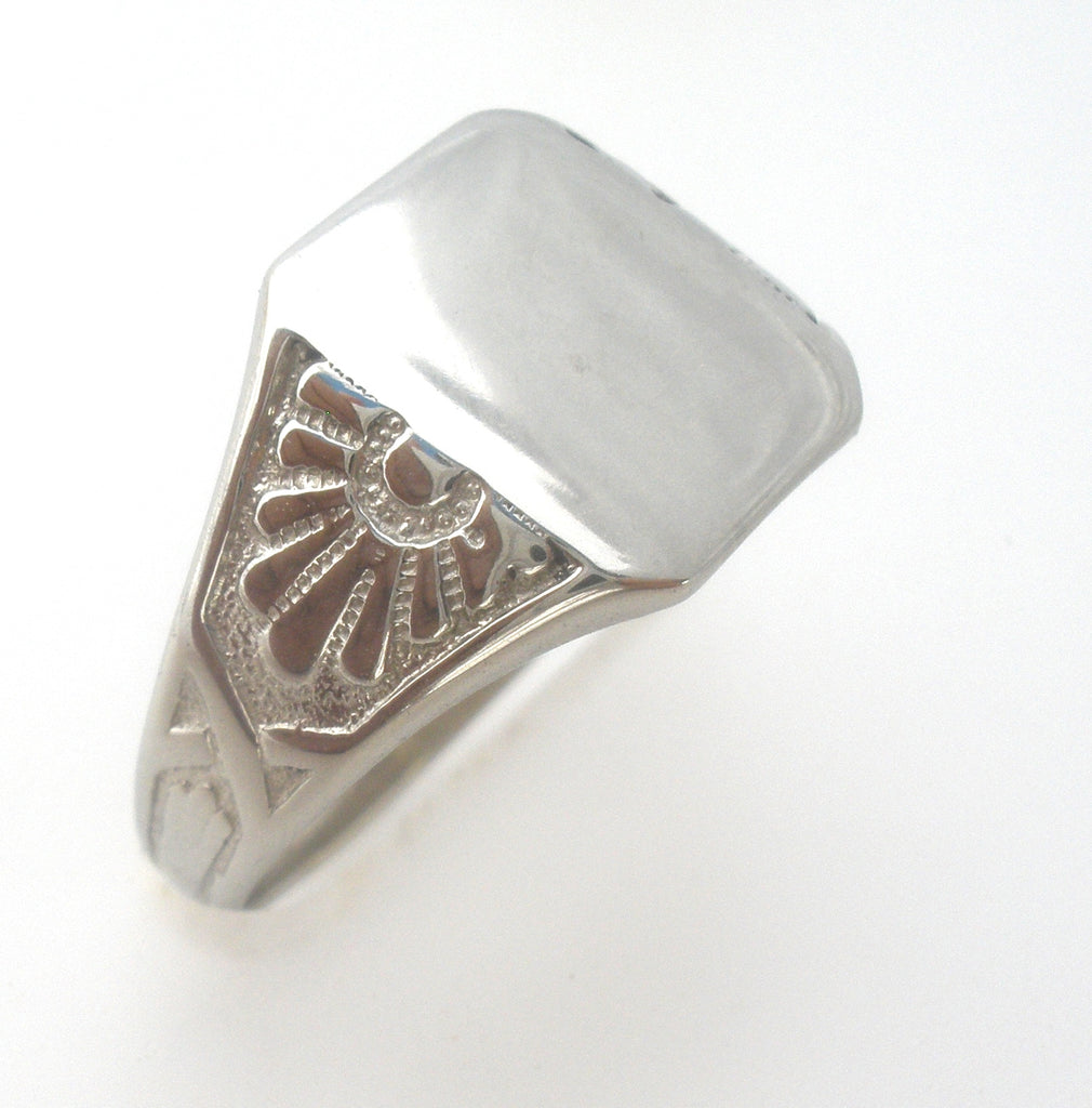 Vintage 10K White Gold Signet Ring Size 7