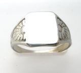 Vintage 10K White Gold Signet Ring Size 7