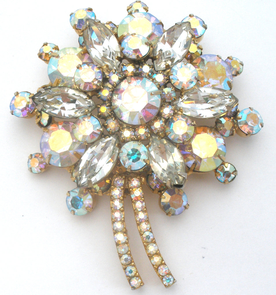 Juliana Aurora Borealis Rhinestone Flower Brooch Pin