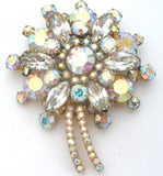 Juliana Aurora Borealis Rhinestone Flower Brooch Pin