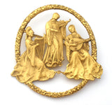 Vintage Brooch of Medieval Maidens Playing Instruments MFA - The Jewelry Lady's Store