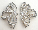 Vintage Clear Rhinestone Cloak Clasp Buckle - The Jewelry Lady's Store