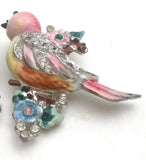 Vintage Coro Pink Enamel Bird Fur Clip - The Jewelry Lady's Store