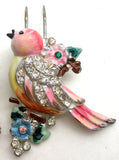 Vintage Coro Pink Enamel Bird Fur Clip - The Jewelry Lady's Store