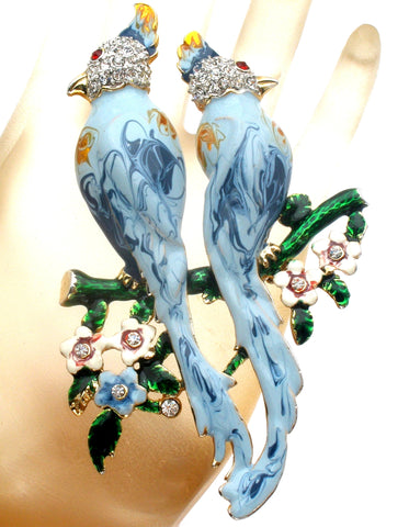 Vintage Enamel & Rhinestone Blue Bird Pin Brooch