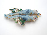 Vintage Enamel & Rhinestone Blue Bird Pin Brooch
