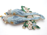 Vintage Enamel & Rhinestone Blue Bird Pin Brooch