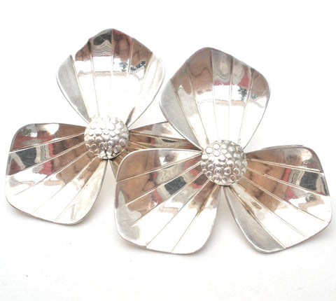 Vintage Flower Earrings Sterling Silver