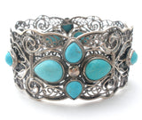 Vintage Turquoise Sterling Silver Bangle Bracelet