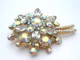 Juliana Aurora Borealis Rhinestone Flower Brooch Pin