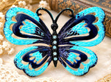 Vintage Blue Enamel Butterfly Figural Brooch Pin - The Jewelry Lady's Store