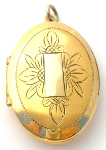 Vintage Gold Plated Oval Locket Pendant