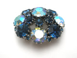 Weiss Blue Rhinestone Brooch Pin Vintage - The Jewelry Lady's Store