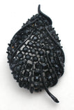 Leaf Brooch Jewelry Set Black Enamel & Rhinestones - The Jewelry Lady's Store