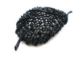 Leaf Brooch Jewelry Set Black Enamel & Rhinestones - The Jewelry Lady's Store