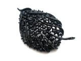 Leaf Brooch Jewelry Set Black Enamel & Rhinestones - The Jewelry Lady's Store