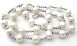 White Pearl Necklace With Blue Crystal Beads - The Jewelry Lady's Store