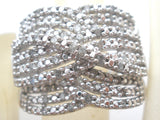 Wide Diamond Ring Sterling Silver Size 10