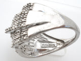 Wide Diamond Ring Sterling Silver Size 10