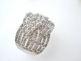 Wide Diamond Ring Sterling Silver Size 10