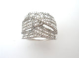 Wide Diamond Ring Sterling Silver Size 10