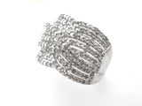 Wide Diamond Ring Sterling Silver Size 10